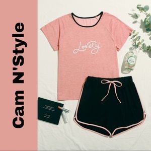 Last One 💞 New Pink Tee & Shorts Pajama Set